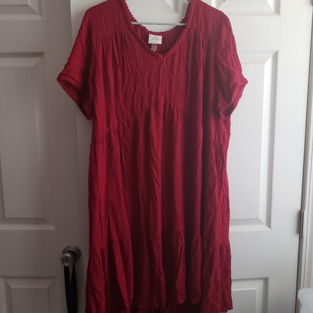 Knox Rose Casual Red Dress Swiss Dot